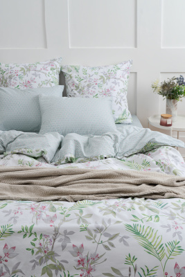 КПБ Сатин NUANCE Гренни бело-зеленый